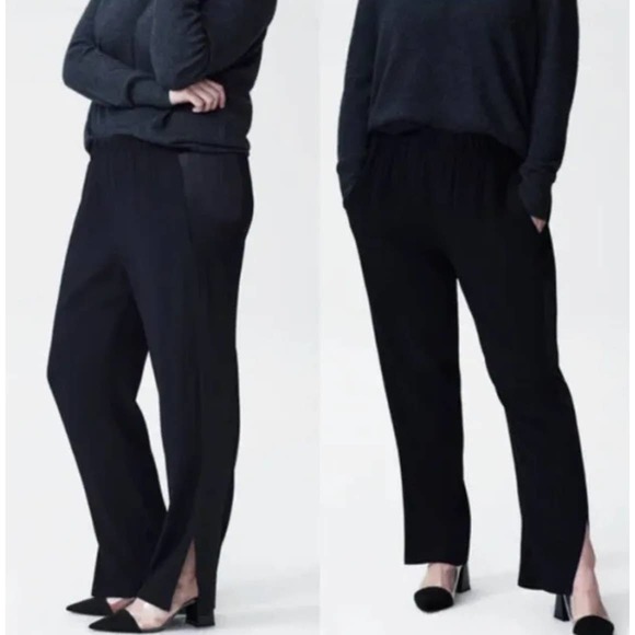 Universal Standard Pants - Universal Standard Beaufort Pants‎ Black Satin & Crepe Split Hem Medium 18 EUC